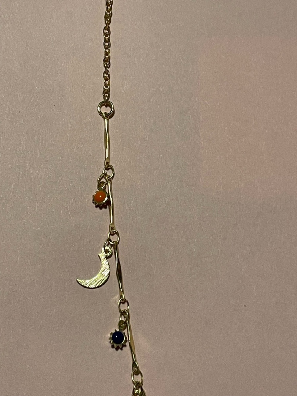 Gold Tone Moon & Stars Multi Color Necklace #9593 💎 - Picture 4 of 9